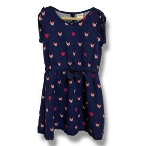 Gymboree Girls Dress Size 7 Woodland Wonder Fox Print Dress Navy Blue Pink